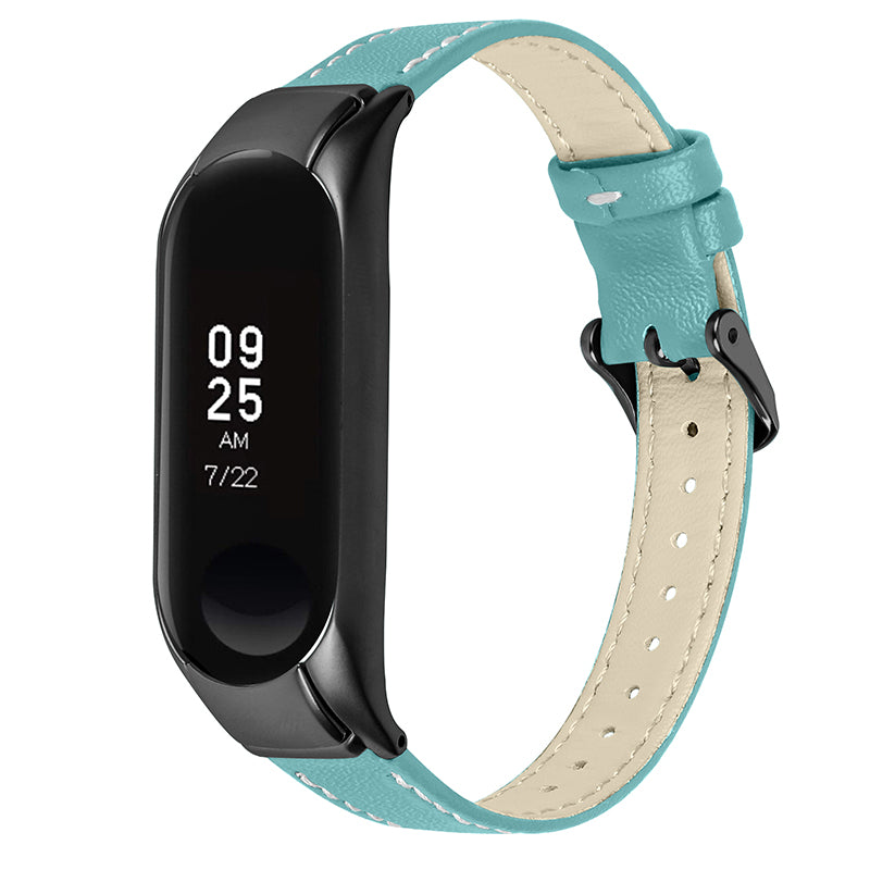 For Xiaomi Mi Band 7 Genuine Cowhide Leather Watch Strap Replacement Watchband with Black Watch Case For Xiaomi Mi Band 7 Genuine Cowhide Leather Watch Strap Replacement Watchband with Black Watch Case